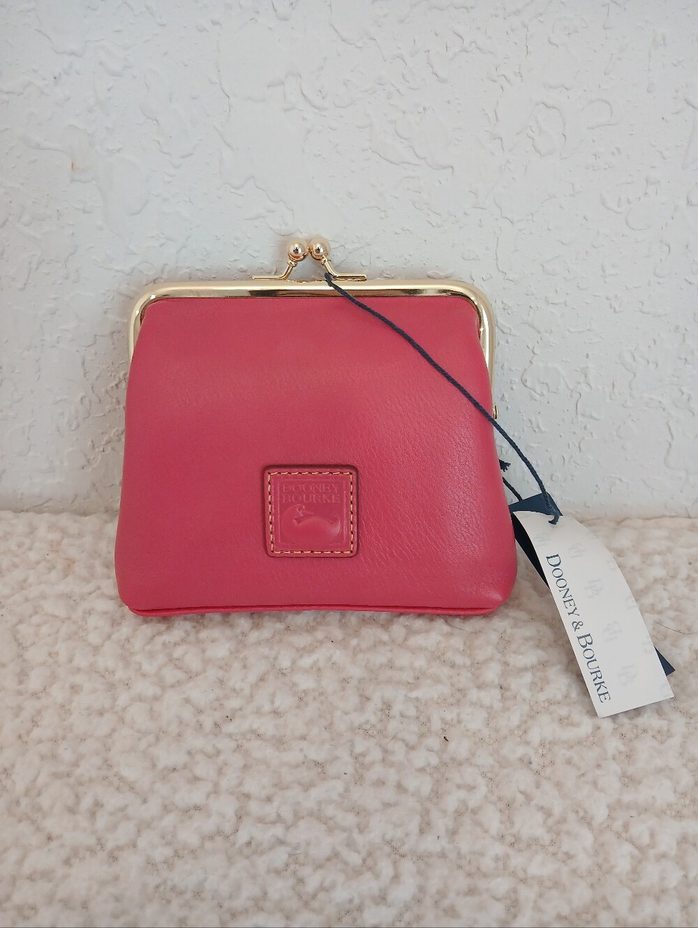 Dooney & Bourke Fuchsia Pink Leather Kiss-Lock Coin Purse